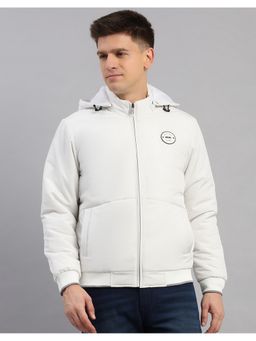Monte Carlo - Men White Polyester Blend Hooded Jackets