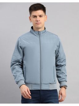 Monte Carlo - Men Grey Polyester Blend High Neck Winter Jacket