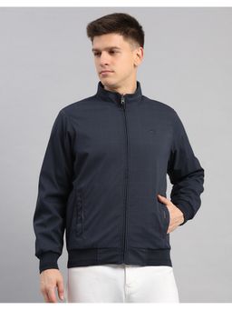 Monte Carlo - Men Navy Blue Polyester Blend High Neck Winter Jacket