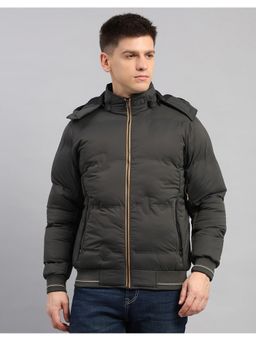 Monte Carlo - Men Olive Polyester Blend Hooded Jackets