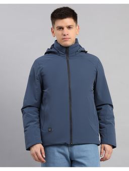 Monte Carlo - Men Blue Polyester Blend Hooded Jackets