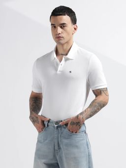 Calvin Klein - Men Solid Regular Fit Cotton White Polo T-Shirt