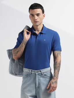 Calvin Klein - Men'S Solid Regular Fit Cotton Blue Polo T-Shirt