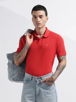 Calvin Klein - Men Solid Regular Fit Cotton Red Polo T-Shirt