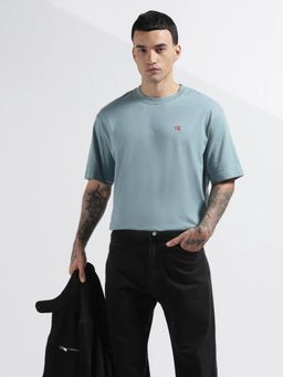 Calvin Klein - Men Logo Relaxed Fit Cotton Blue T-Shirt