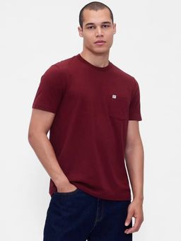 GAP - Men's Half Sleeves Crew Neck Burgundy T-Shirt