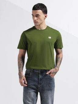 Calvin Klein - Men Solid Regular Fit Cotton Green T-Shirt