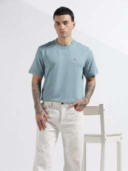 Calvin Klein - Men'S Solid Relaxed Fit Cotton Blue T-Shirt