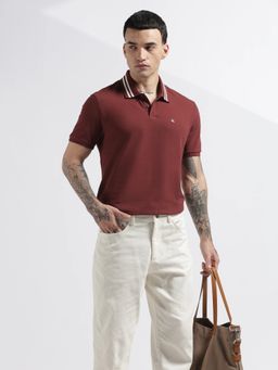 Calvin Klein - Solid Regular Fit Cotton Beige Polo T-Shirt