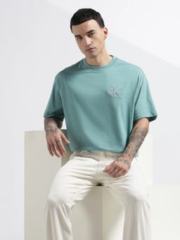 Calvin Klein - Men'S Embroidered Logo Relaxed Fit Cotton Blue T-Shirt