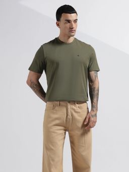Calvin Klein - Solid Regular Fit Cotton Olive T-Shirt