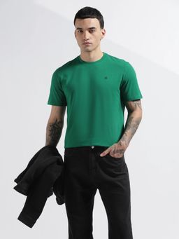 Calvin Klein - Solid Regular Fit Cotton Green T-Shirt