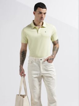 Calvin Klein - Solid Regular Fit Cotton Yellow Polo T-Shirt