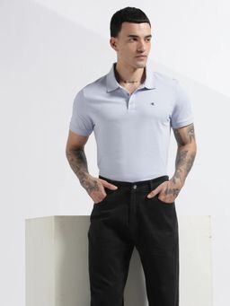 Calvin Klein - Solid Regular Fit Cotton Blue Polo T-Shirt