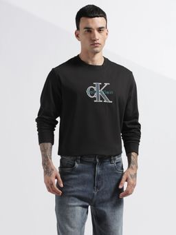 Calvin Klein - Embroidered Logo Relaxed Fit Cotton Black T-Shirt