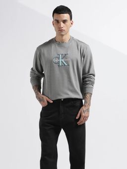 Calvin Klein - Embroidered Logo Relaxed Fit Cotton Grey T-Shirt