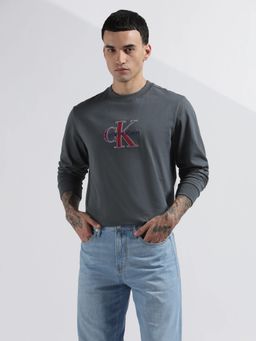Calvin Klein - Embroidered Logo Relaxed Fit Cotton Blue T-Shirt