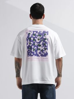 Calvin Klein - Printed Relaxed Fit Cotton White T-Shirt