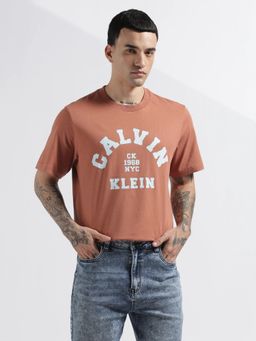 Calvin Klein - Logo Relaxed Fit Cotton Rust T-Shirt