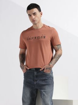 Calvin Klein - Men Logo Regular Fit Cotton Rust T-Shirt