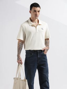 Calvin Klein - Solid Relaxed Fit Cotton Yellow Polo T-Shirt