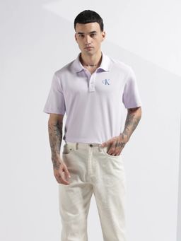 Calvin Klein - Solid Relaxed Fit Cotton Purple Polo T-Shirt
