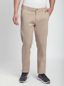 R&B - Solid Slim Men Beige Pant