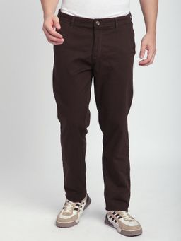 R&B - Solid Slim Men Brown Pant