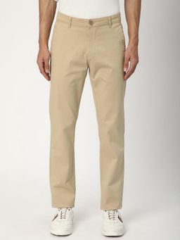 R&B - Solid Regular Men Beige Chino