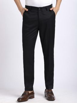 R&B - Solid Regular Men Black Formal Pant