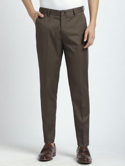 R&B - Solid Regular Men Olive Formal Pant