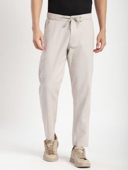 R&B - Textured Regular Men Beige Pant