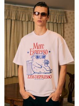 Bonkers Corner - Espresso Depressors Oversized Men's White T-Shirt