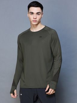 Dida - Men Full Sleeve Solid Olive T-Shirt