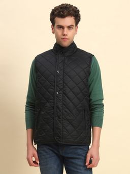 Cantabil - Men's Black Nylon High Neck Winter Jacket