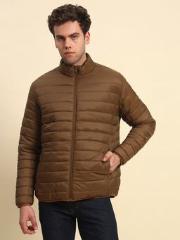 Cantabil - Men Brown Nylon High Neck Winter Jacket