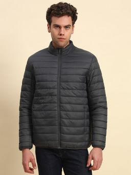 Cantabil - Men's Grey Nylon High Neck Winter Jacket