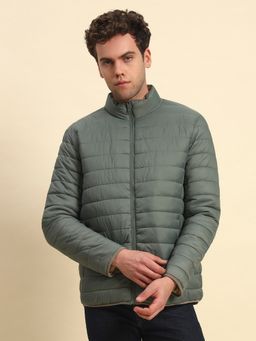Cantabil - Men's Olive Nylon High Neck Winter Jacket