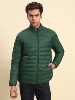Cantabil - Men Green Nylon High Neck Winter Jacket
