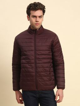 Cantabil - Men Wine Nylon High Neck Winter Jacket