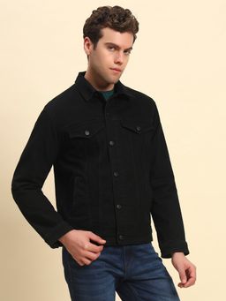 Cantabil - Men Black Polycotton Collar Neck Winter Jacket