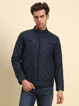 Cantabil - Men Blue Polycotton High Neck Winter Jacket