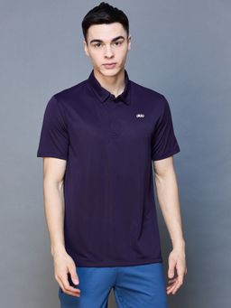 Dida - Men Polyester Regular Fit Solid Purple Polo T-Shirt