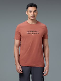 Technosport - Men Printed Slim Fit Crew Neck Sports Red T-Shirt