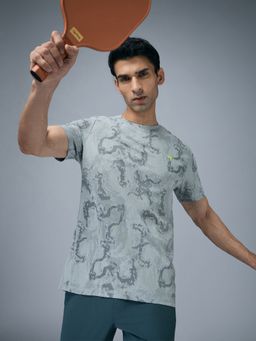 Technosport - Men'S Jacquard Slim Fit Crew Neck Sports Grey T-Shirt