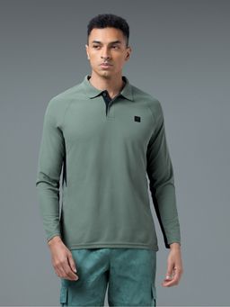 Technosport - Men Colorblock Slim Fit Green Polo T-Shirt