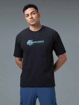 Technosport - Men Crew Neck Typography Printed Active Out Black T-Shirt