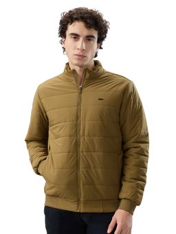 Parx - Men Khaki Polyester High Neck Winter Jacket