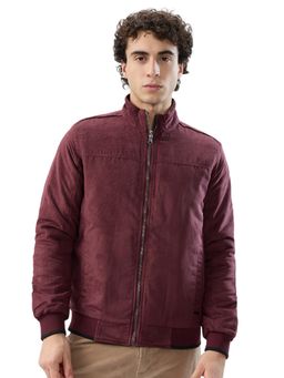 Parx - Men Wine Polyester High Neck Winter Jacket