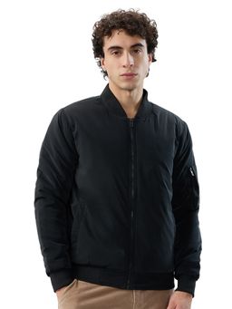 Parx - Men Black Polyester Mandarin Neck Winter Jacket